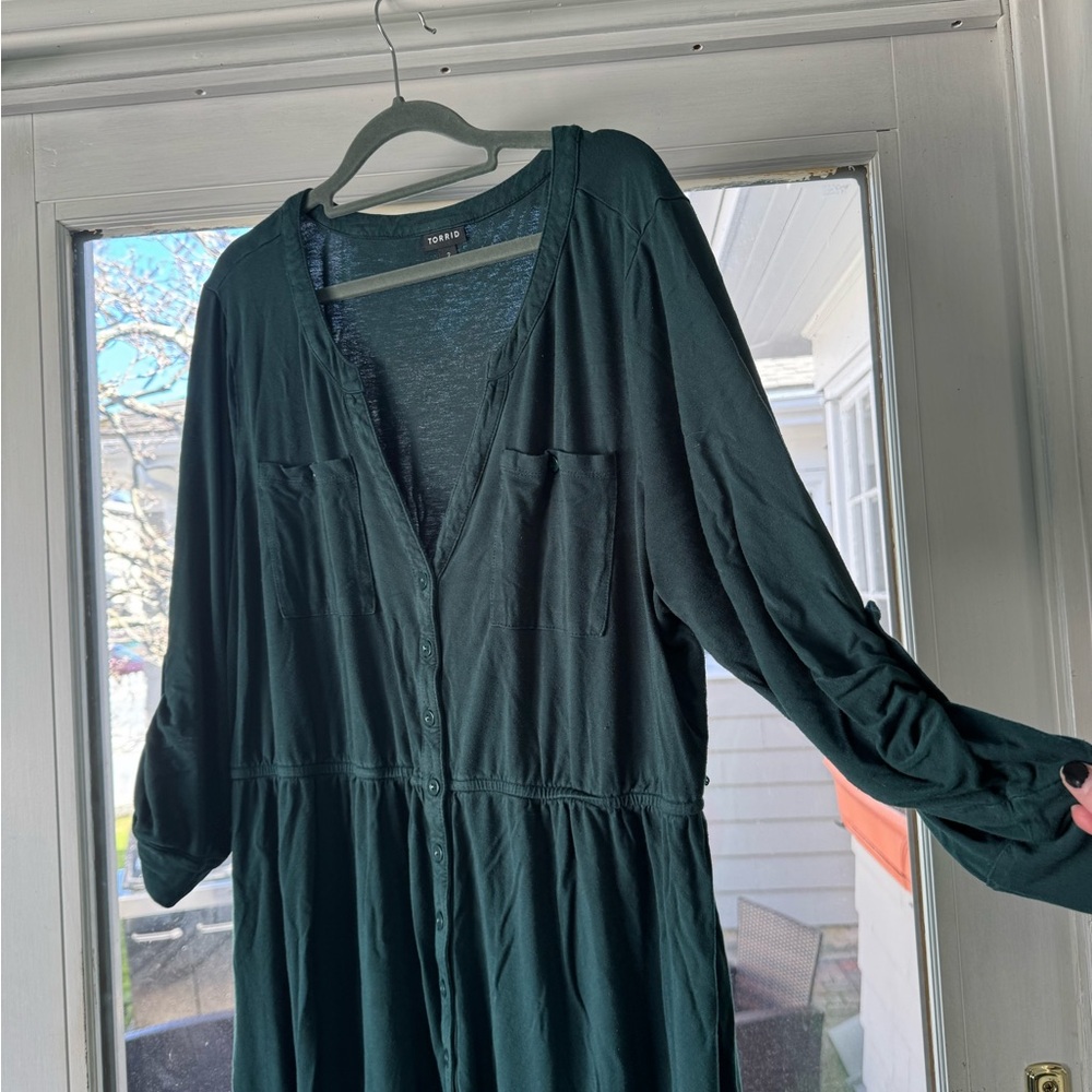 Torrid Dark Green Long Sleeve Dress